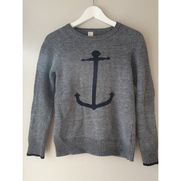 J. Crew Other - CREWCUTS navy anchor grey cotton sweater size 12